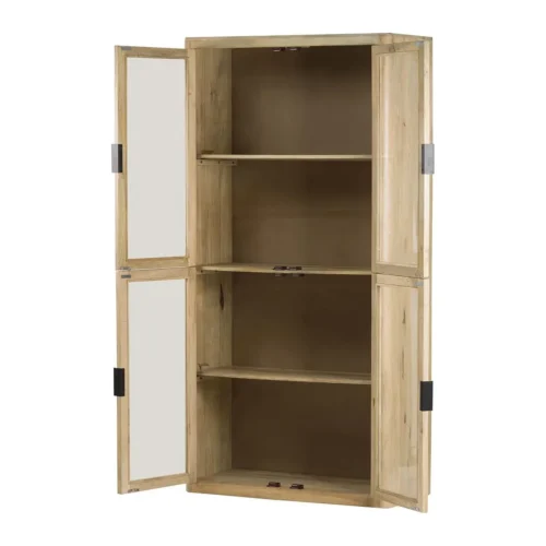 Vitrine bois de manguier Felo portes vitrées Ethan Chloé 200 cm — vue 4